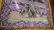 Vintage Jacquard Bedspread Elephants Leopard BOHO Vibrant India ZEN 88”W X 76” T picture