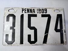 ANTIQUE RARE FIND 1909 Penna LICENSE PLATE 31574 ENAMELED SIGN picture