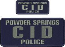 P S C I D POLICE 2 EMB PATCHE 4X10 AND 2X5 HOOK ON BACK GRAY ON NAVY BLUE picture