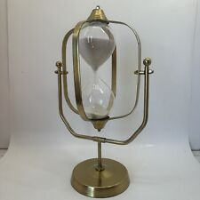 Hourglass Decor Swivel Brass Stand Vintage Glass Sand MCM One Hour Time picture