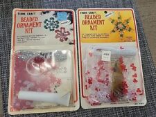 Vintage Fibre-Craft Beaded Ornament Kit No. 9183 & 9201 Snowflake Red &White Nos picture