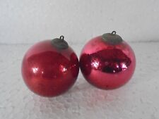 2 Pc Vintage 2.25'' Red/Pink Glass Original Kugel Ornament, Germany picture