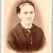 c1870s Reading, PA Christian Woman Cross CdV Photo Card Patton Dietrich NPA H28 picture
