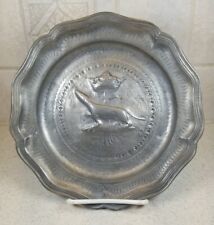 Superb 18th Century Pewter Wall Plate Crown & Hound Motif Germany 8 5/8