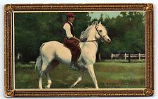 1912 CASTLEWOOD SOUTH DAKOTA THROUGH HIS PACES JOCKEY HORSEBACK POSTCARD P3634 picture