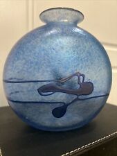 Robert Held Iridescent Blue Art Glass Bud Vase / Bottle, Beautiful Signed picture
