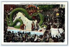 c1920s A Dragon Float Mardi Gras Parade Scene New Orleans Louisiana LA Postcard picture