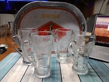 Set Of 4 Libbey Coca-Cola 14oz Clear Heavy Glass Mug with Handle Floats Anyone ? picture