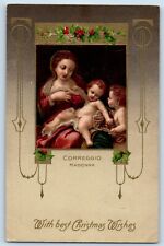 Ann Arbor MI Postcard Christmas Correggio Madonna Religious Berries Winsch Back picture