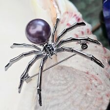 Black Spider Pin Badge Large Brooch Accessories Gothic Pin Black CZ Eyes Spider picture