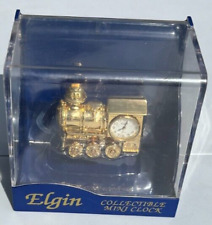 ELGIN TRAIN CLOCK - GOLD COLOR - NEW IN PACKAGING picture