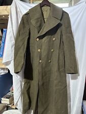 Vintage 1941 WW2 US Army Enlisted Trench Coat Overcoat 36R Heavy Wool Green picture