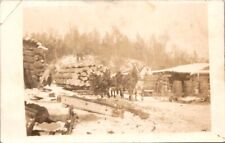 RPPC Postcard Logging Camp Horses Pulling Sled of Logs c.1904-1918         12499 picture
