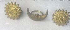 Vintage Metal Brass-Toned Napkin Holders Celestial Sun And Moon Set Of 3 picture
