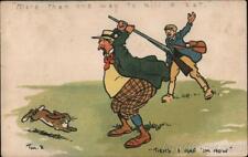 Men 1908 A Man Holding a Rifle Chasing a Bunny Tom Browne Davidson Bros. Vintage picture