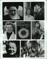 1989 Press Photo Ayatollah Khomeini, Nancy Reagan and others on 60 Minutes. picture