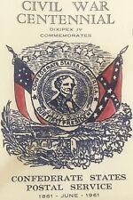 Vintage 1961 Civil War Centennial Series Jefferson Davis Stamped Envelope, Flag2 picture