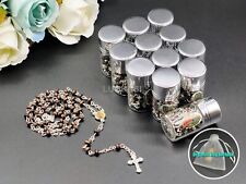 US 12 Brown Rosary Crucifix Silver Bottle Recuerdos de Bautizo First Communion picture