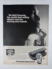 1970s NORELCO Rotary Electric Razor Black Interest B&W Vintage Poster Print Ad picture