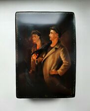 Fedoskino 1950s Lacquer Box Social Realism Vintage Handmade Mstera Palekh  picture