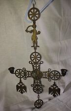 Vintage Byzantine Cross 2 Faced Eagles Wall Hanging Candle Holder picture