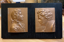 Stiasny Bronze Beethoven Mozart Plaques Mounted on Wood  Franz Stiasny c. 1930 picture