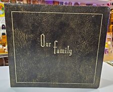 Vintage Our Family Leather Photo Album Scrapbook Unused Large picture