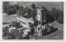 Postcard RPPC Yorkshire England UK, Ariel View, ￼Fountain Abbey, Greetings — E23 picture