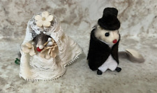 Vintage Original Fur Animals Bride and Groom Mouse Figures Toy West Germany picture