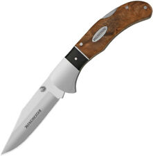 Winchester Burl Wood Handle Lockback Stainless Folding Clip Blade Knife 2241785 picture