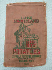 Vintage 1930's Long Island NY Suffolk Potato Exchange Riverhead Burlap Sack picture