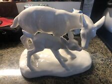Vintage 1960s Japan Mother Deer With Fawn White Ceramic picture
