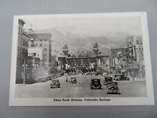 1930's Pike Peak Ave, Colorado Springs Scene Old Cars & Buildings Small Postcard picture