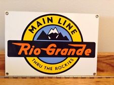 Rio Grande Main Line Train Porcelain Sign Car Gas Oil Truck Gasoline Ande Rooney picture
