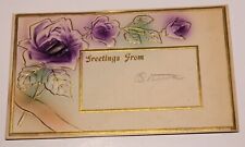 Vintage Post Card ~ Greetings From, Circa 1909 Stamp picture