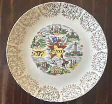 Vintage Texas State Souvenir Plate Landmarks Rare Small Size 7.25” Diameter; 22K picture