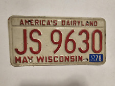 WISCONSIN-America's Dairyland-May 1978-Tag #JS 9630-Vintage-Man Cave-Decor-Shop picture