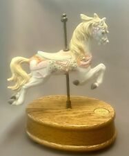 Vintage Lefton Carousel Horse, Porcelain, Wood Base, Wind Up, Musical picture