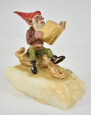 Vtg 1979 Ron Lee Gnome Elf Reading Book Figurine Gold Plated Hand Painted Signed picture