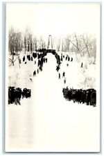 c1910's Winter Snow Ski Jump Fergus Falls Minnesota MN RPPC Photo Postcard picture
