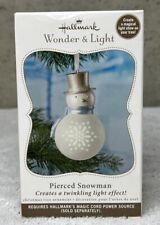 2011 Hallmark Wonder & Light Pierced Snowman Ornament Twinkling Lights Magical picture