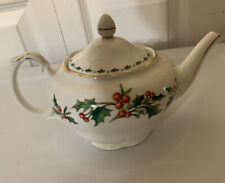 Vintage A Cup of Christmas Tea Porcelain Teapot with Lid Tom Hegg 1992 picture