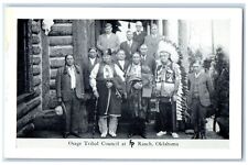 c1950's Osage Tribal Council Frank Philips Ranch Woolaroc Oklahoma OK Postcard picture