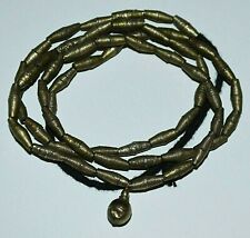 Antique Yoruba Tribe Gilded Brass Coil Beads Strand Small Amulet Pendant Nigeria picture
