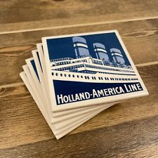 Holland America Cruise Line Blue Delft Coaster Ships Set of 6 Vintage Tiles picture