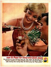 1962 Pepsi Cola Vintage Print Ad Think Young Festive Party Pearl Necklace Blonde picture