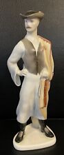 Vintage BUDAPEST AQUINCUM Porcelain Figurine Standing Man in Hat with Cape 10.5” picture