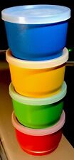 TUPPERWARE NEW VINTAGE #1229 SNACK CUPS w SEALS SET OF 4 CUPS CLASSIC COLORS picture