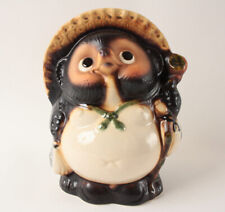 Shigaraki ware Japanese Ceramic Statue Lucky Fatty Raccoon Brown made in Japan picture
