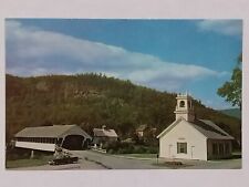 Covered Bridge And Church Stark New Hampshire  Postcard  picture